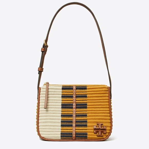 Tory Burch McGraw Woven Strip Boxy Shoulder bag NEW - Picture 1 of 11